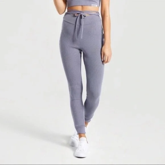 Gymshark Slounge Ribbon Joggers Pants in Steel Blue Marl XS - Picture 1 of 8